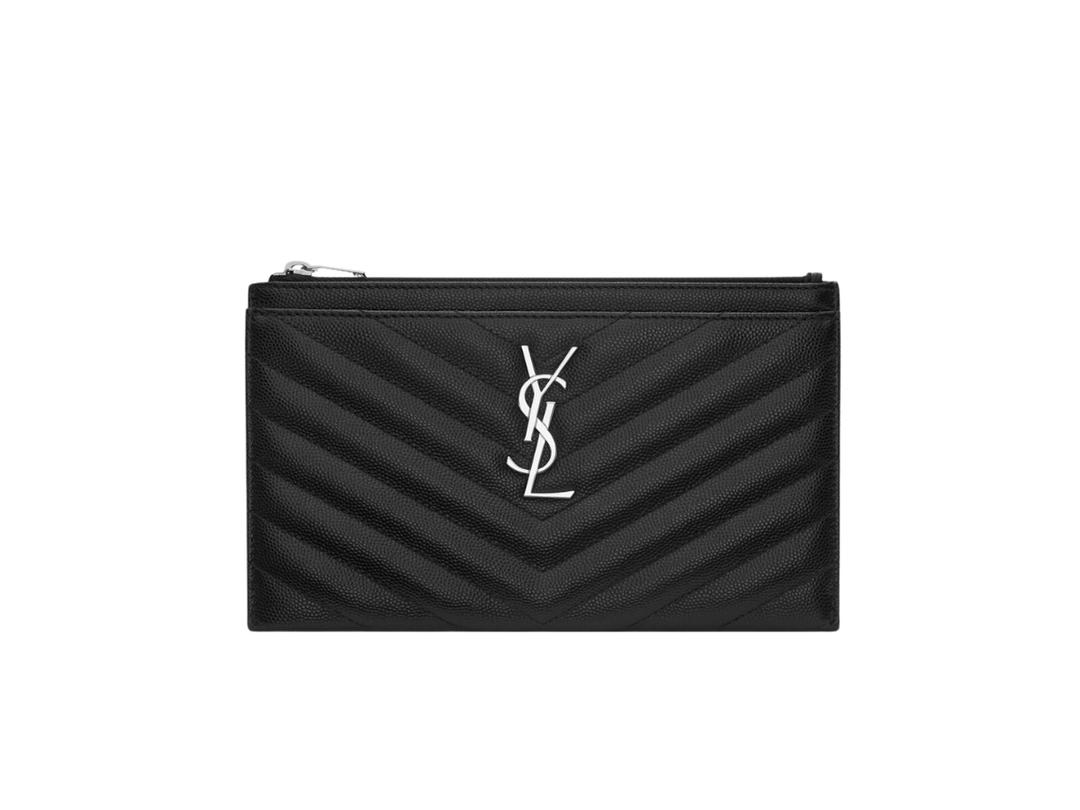 Saint Laurent Saint Laurent Cassandre Matelasse Bill Pouch In Grain De Poudre Embossed Leather Black