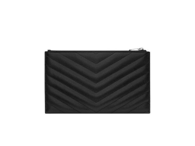 Saint Laurent Saint Laurent Cassandre Matelasse Bill Pouch In Grain De Poudre Embossed Leather Black - view 2