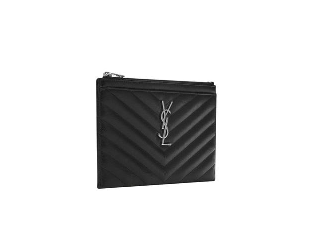 Saint Laurent Saint Laurent Cassandre Matelasse Bill Pouch In Grain De Poudre Embossed Leather Black - view 3