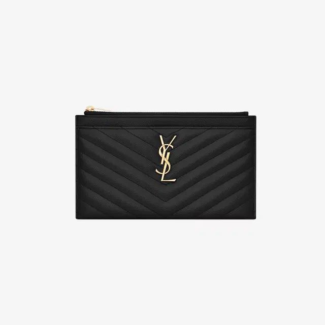 Saint Laurent Saint Laurent Cassandre Matelasse Bill Pouch in Grain De Poudre Embossed Leather Black - view 2