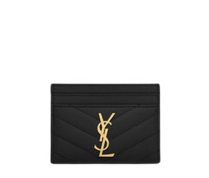 Buy Saint Laurent Cassandre Matelasse Card Case In Grain De Poudre Embossed Leather With Gold-Toned Hardware Black at Sasom – Authentic and Ready to Ship