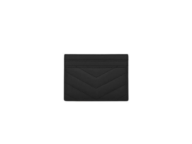 Saint Laurent Saint Laurent Cassandre Matelasse Card Case In Grain De Poudre Embossed Leather With Silver-Toned Hardware Black - view 2