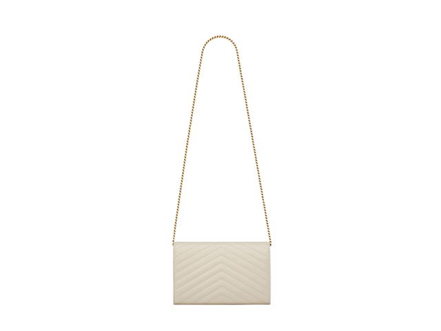 Saint Laurent Saint Laurent Cassandre Matelasse Chain Wallet In Grain De Poudre Embossed Leather With Gold-tone Metal Hardware Blanc Vintage - view 2