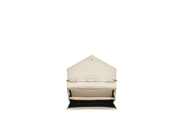 Saint Laurent Saint Laurent Cassandre Matelasse Chain Wallet In Grain De Poudre Embossed Leather With Gold-tone Metal Hardware Blanc Vintage - view 3