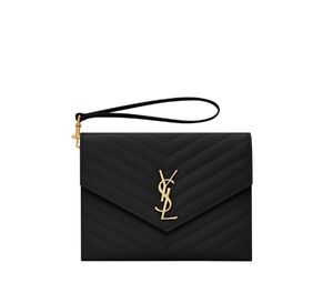 Buy Saint Laurent Cassandre Matelasse Flap Pouch In Quilted Grain De Poudre Embossed Leather With Gold-Toned Metal Hardware Black at Sasom – Authentic and Ready to Ship