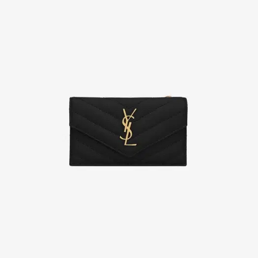 Buy Saint Laurent Cassandre Matelasse Fragments Flap Card Case in Grain de Poudre Embossed Leather Black at Sasom – Authentic and Ready to Ship