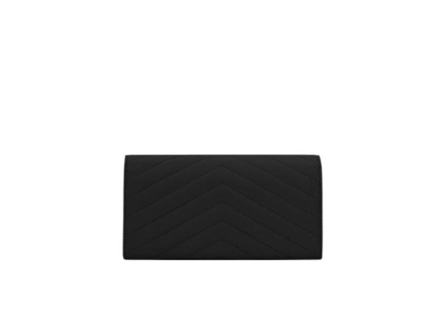 Saint Laurent Saint Laurent Cassandre Matelasse Large Flap Wallet In Grain De Poudre Embossed Leather With Silver-Toned Hardware Black - view 2