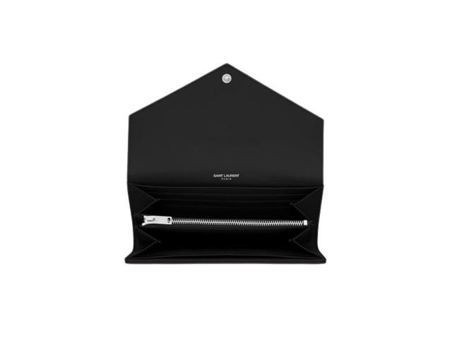 Saint Laurent Saint Laurent Cassandre Matelasse Large Flap Wallet In Grain De Poudre Embossed Leather With Silver-Toned Hardware Black - view 3