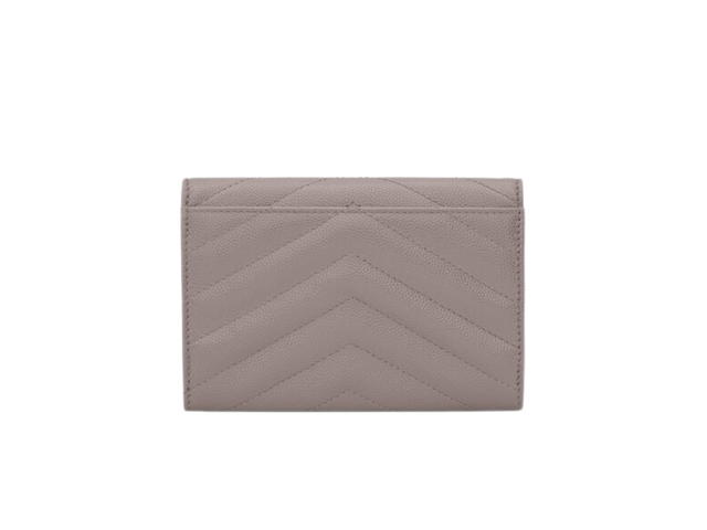 Saint Laurent Saint Laurent Cassandre Matelasse Small Envelope Wallet In Grain De Poudre Embossed Leather With Gold-Toned Metal Hardware Fog - view 2