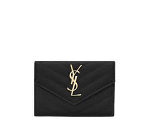 Buy Saint Laurent Cassandre Matelasse Small Envelope Wallet In Grain De Poudre Embossed Leather With Gold-Toned Metal Hardware Noir at Sasom – Authentic and Ready to Ship