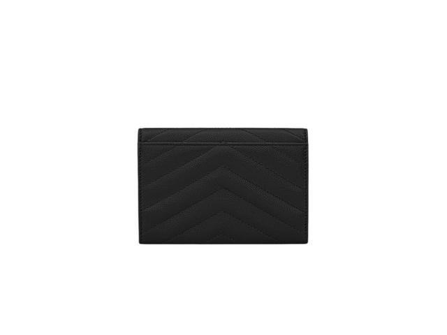 Saint Laurent Saint Laurent Cassandre Matelasse Small Envelope Wallet In Grain De Poudre Embossed Leather With Gold-Toned Metal Hardware Noir - view 2