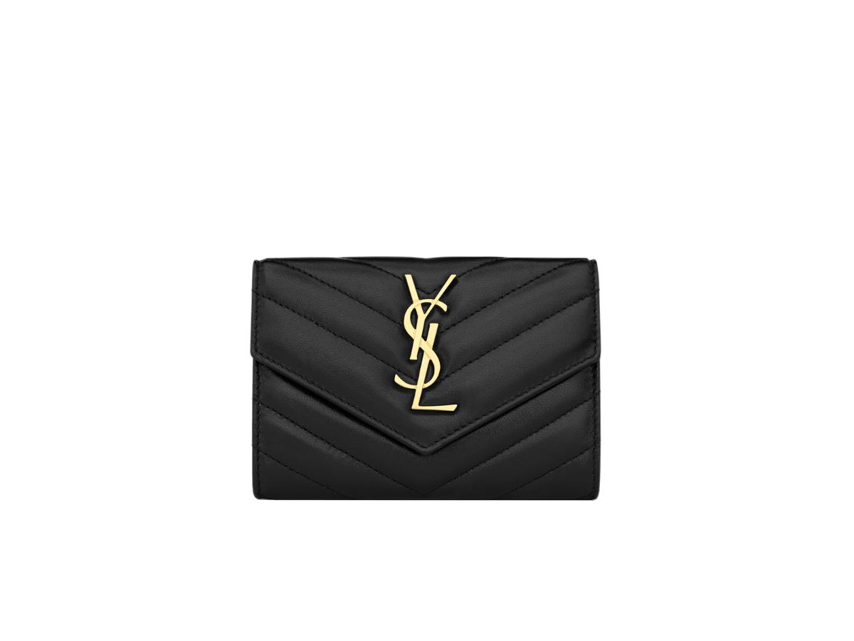 Saint Laurent Saint Laurent Cassandre Matelasse Small Envelope Wallet In Quilted Leather With Gold-Toned Metal Hardware Black