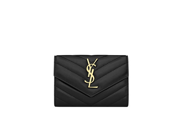 Saint Laurent Saint Laurent Cassandre Matelasse Small Envelope Wallet In Quilted Leather With Gold-Toned Metal Hardware Black - view 1