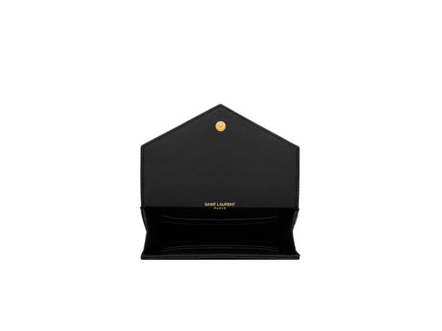 Saint Laurent Saint Laurent Cassandre Matelasse Small Envelope Wallet In Quilted Leather With Gold-Toned Metal Hardware Black - view 3