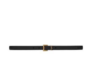 Buy Saint Laurent Cassandre Thin Belt 20MM In Calfskin Leather With Bronze-Toned Metal Hardware Black at Sasom – Authentic and Ready to Ship