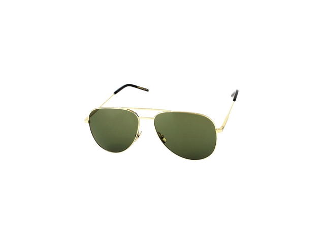 Saint Laurent Saint Laurent CLASSIC 11 Sunglasses In Gold Metal Frames And Green Lenses - view 1