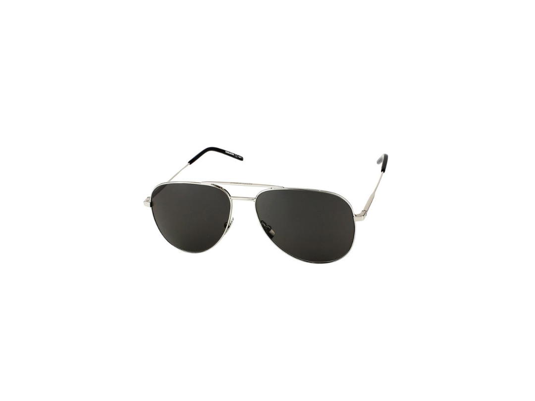 Saint Laurent Saint Laurent CLASSIC 11 Sunglasses  In Silver Metal Frames And Green Lenses