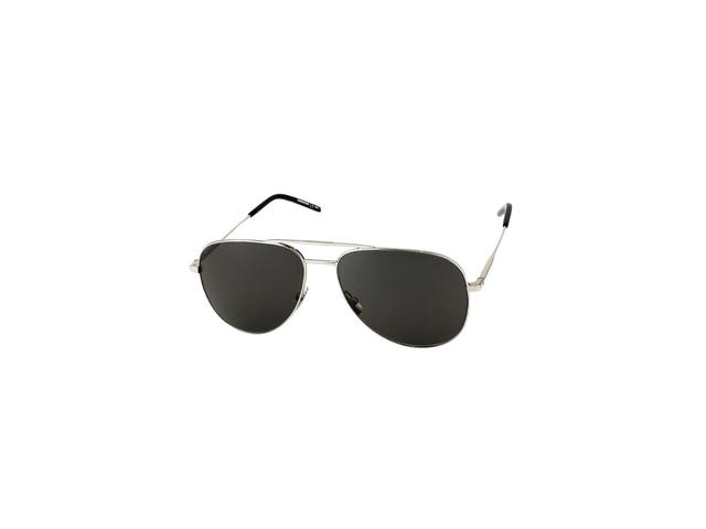 Saint Laurent Saint Laurent CLASSIC 11 Sunglasses  In Silver Metal Frames And Green Lenses - view 1