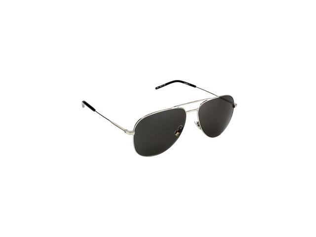 Saint Laurent Saint Laurent CLASSIC 11 Sunglasses  In Silver Metal Frames And Green Lenses - view 3