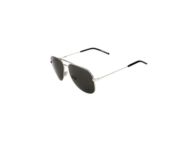Saint Laurent Saint Laurent CLASSIC 11 Sunglasses  In Silver Metal Frames And Green Lenses - view 5