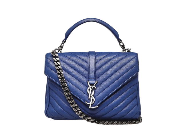 Saint Laurent Saint Laurent College Bag Medium In Monogram Quilted Leather With Silver-tone Hardware Blue - view 1