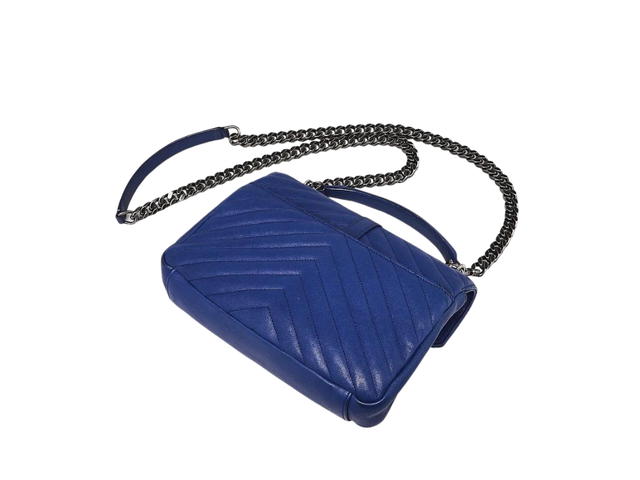 Saint Laurent Saint Laurent College Bag Medium In Monogram Quilted Leather With Silver-tone Hardware Blue - view 2