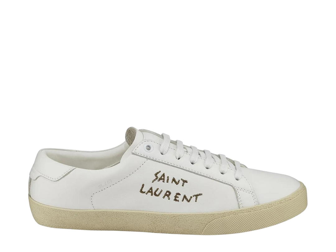 Saint Laurent Saint Laurent Court Classic Embroidered Logo In Leather White