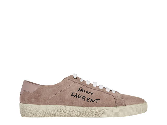 Saint Laurent Saint Laurent Court Classic Embroidered Sneakers In Canvas-Leather Brown - view 1