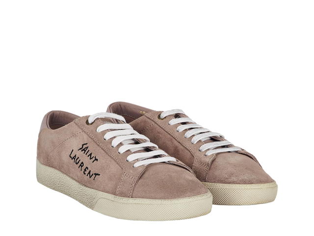 Saint Laurent Saint Laurent Court Classic Embroidered Sneakers In Canvas-Leather Brown - view 2