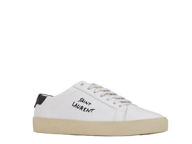 Saint Laurent Saint Laurent Court Classic SL/06 Embroidered Sneakers In Smooth Leather Optic White - view 2
