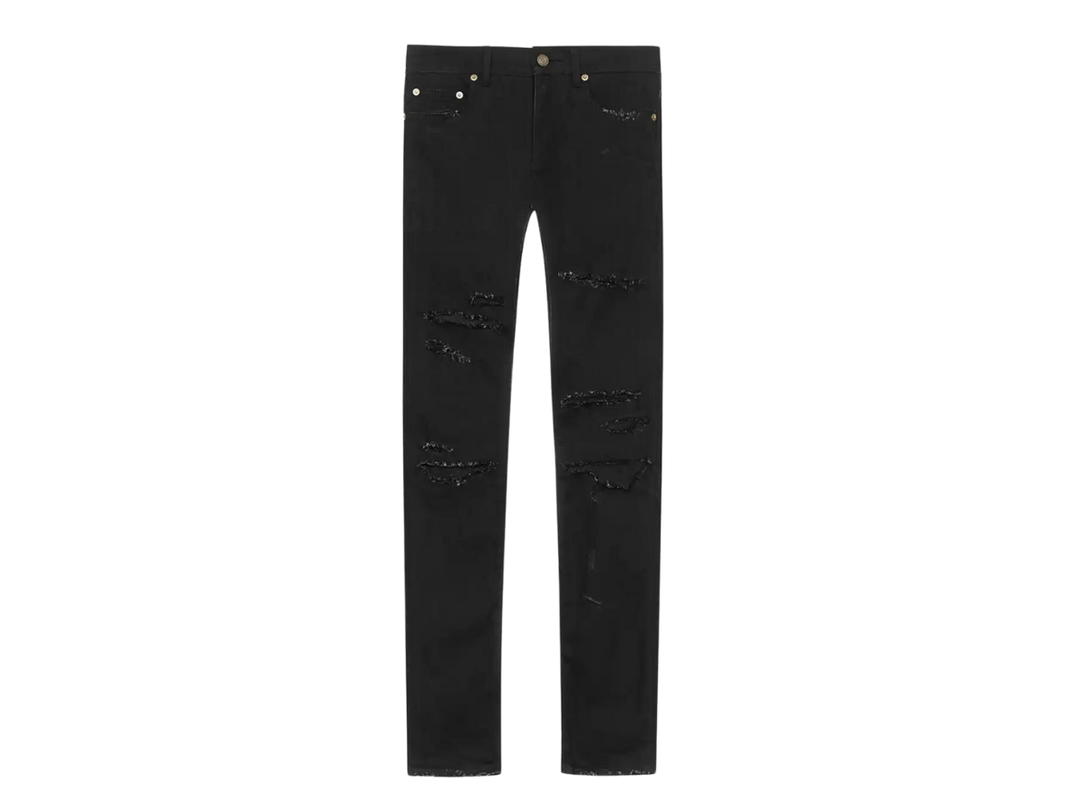 Saint Laurent Saint Laurent D02 Trash Destroyed Skinny Jeans Black