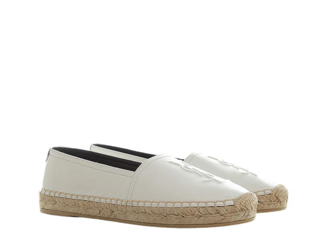 Saint Laurent Saint Laurent Embroidered Espadrilles In Leather With Cassandre Embossed White (W) - view 3