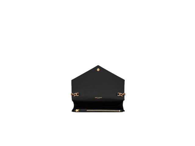 Saint Laurent Saint Laurent Envelope Chain Wallet In Grain De Poudre Embossed Leather With Gold-Toned Brass Hardware Black - view 4