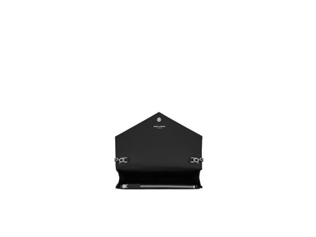 Saint Laurent Saint Laurent Envelope Chain Wallet In Grain De Poudre Embossed Leather With Silver-Toned Brass Hardware Black - view 4
