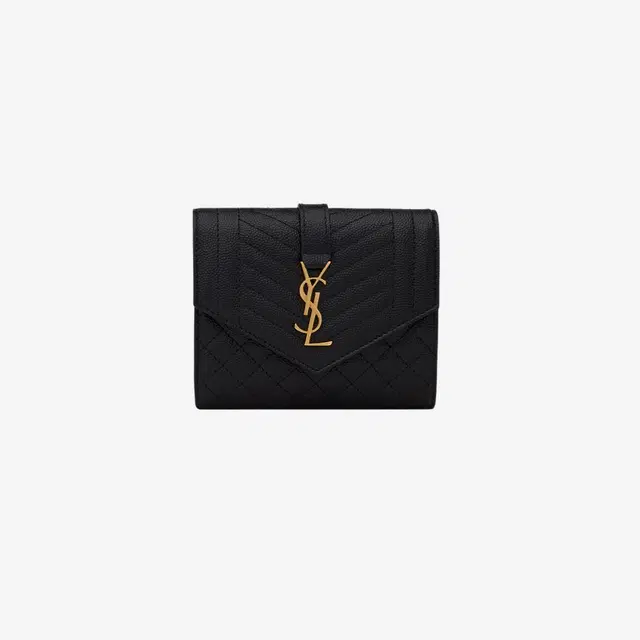 Saint Laurent Saint Laurent Envelope Compact Wallet in Mix Matelasse Grain de Poudre Embossed Leather Black - view 1
