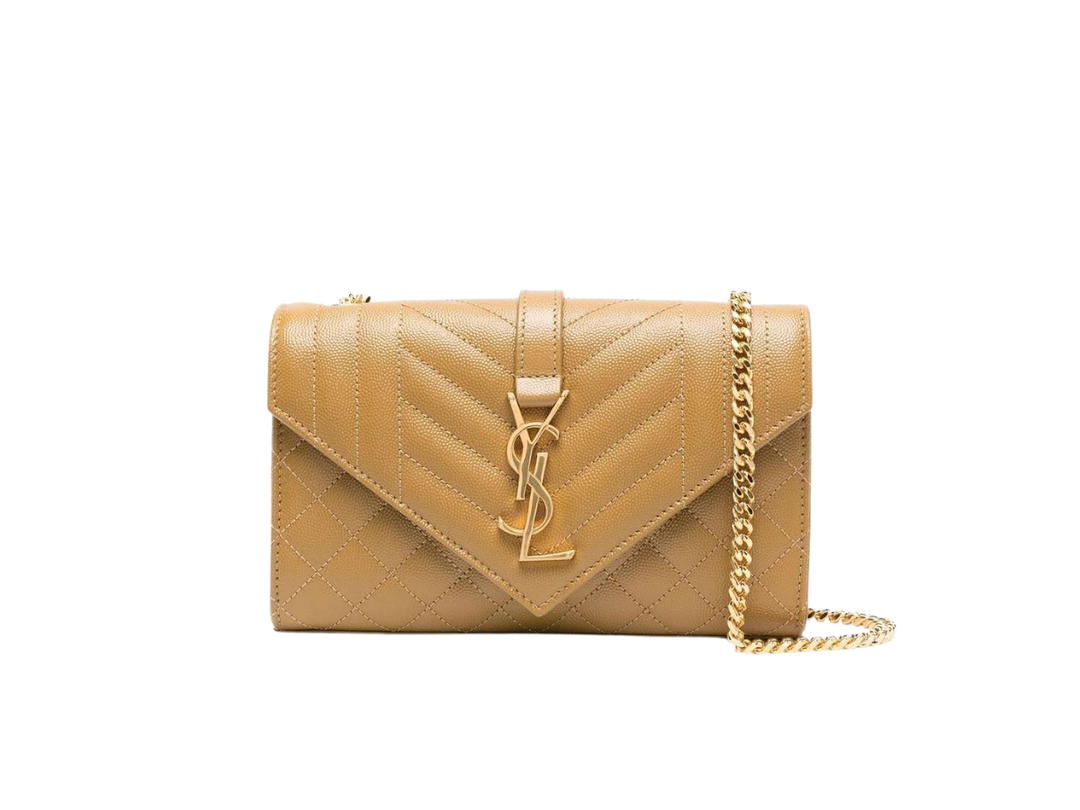 Saint Laurent Saint Laurent Envelope Small Bag In Mix Matelassé Grain De Poudre Embossed Leather Dark Beige