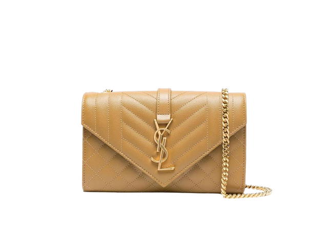 Saint Laurent Saint Laurent Envelope Small Bag In Mix Matelassé Grain De Poudre Embossed Leather Dark Beige - view 1