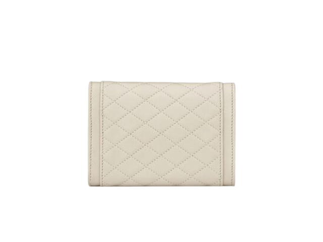 Saint Laurent Saint Laurent Gaby Small Envelope Wallet In Quilted Lambskin With Bronze-Toned Hardware Blanc - view 2