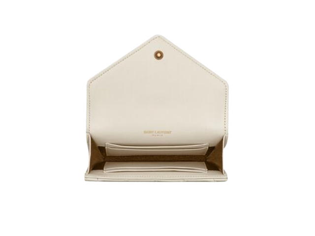 Saint Laurent Saint Laurent Gaby Small Envelope Wallet In Quilted Lambskin With Bronze-Toned Hardware Blanc - view 4