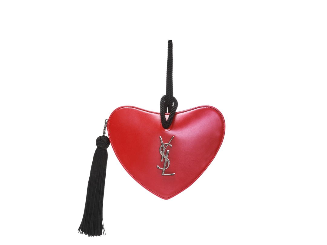 Saint Laurent Saint Laurent Heart Shaped Red Tassel Clutch