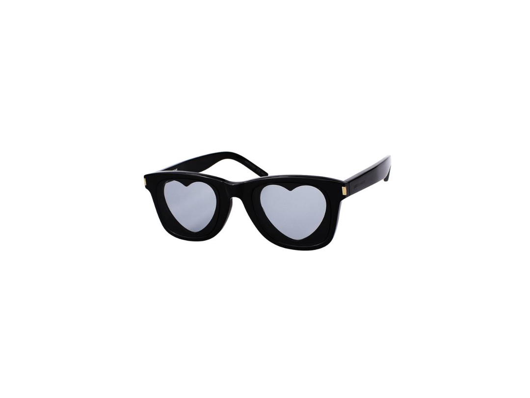 Saint Laurent Saint Laurent Heart Sunglasses In Black Plastic Frames And Grey Lenses
