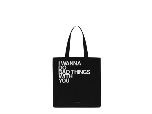 Saint Laurent Saint Laurent I Wanna Do Bad Things With You Tote Bag Mat Black - view 1