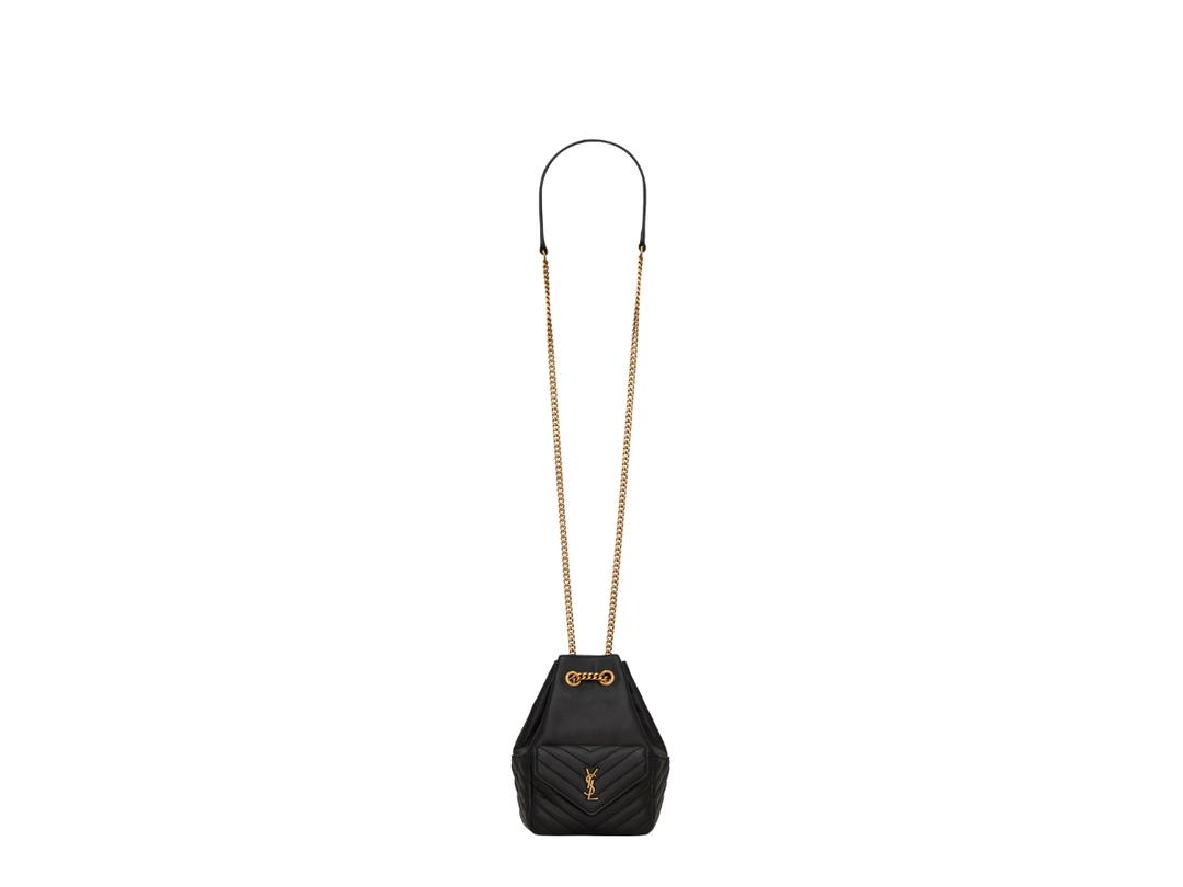 Saint Laurent Saint Laurent Joe Mini Bucket Bag In Quilted Lambskin With Bronze-Toned Metal Hardware Black