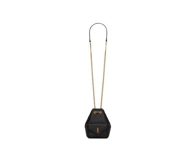 Saint Laurent Saint Laurent Joe Mini Bucket Bag In Quilted Lambskin With Bronze-Toned Metal Hardware Black - view 1