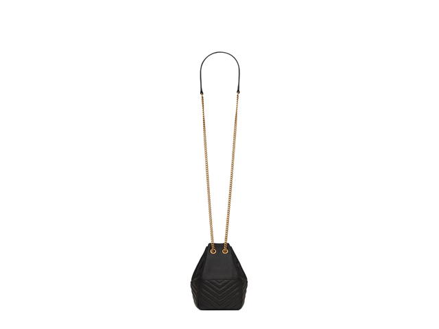 Saint Laurent Saint Laurent Joe Mini Bucket Bag In Quilted Lambskin With Bronze-Toned Metal Hardware Black - view 2