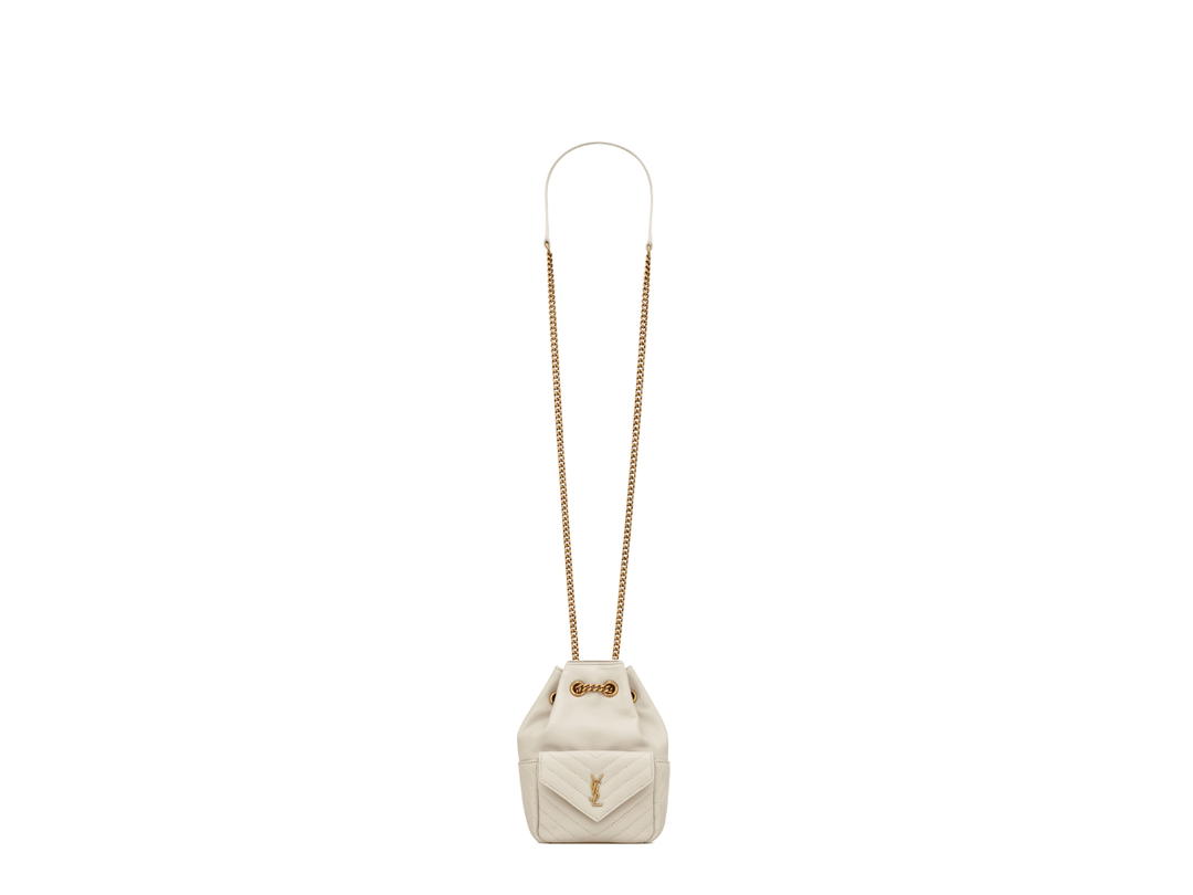 Saint Laurent Saint Laurent Joe Mini Bucket Bag In Quilted Lambskin With Bronze-Toned Metal Hardware Blanc Vintage