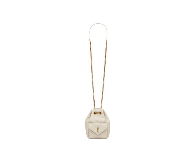 Saint Laurent Saint Laurent Joe Mini Bucket Bag In Quilted Lambskin With Bronze-Toned Metal Hardware Blanc Vintage - view 1