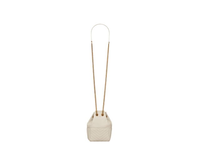Saint Laurent Saint Laurent Joe Mini Bucket Bag In Quilted Lambskin With Bronze-Toned Metal Hardware Blanc Vintage - view 2