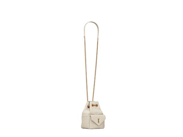 Saint Laurent Saint Laurent Joe Mini Bucket Bag In Quilted Lambskin With Bronze-Toned Metal Hardware Blanc Vintage - view 4
