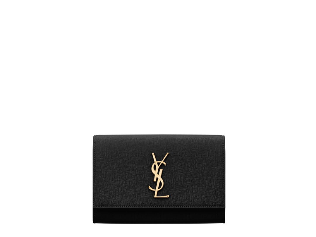 Saint Laurent Saint Laurent Kate Belt Bag In Grain De Poudre-Embossed Leather With Gold-Toned Metal Hardware Black